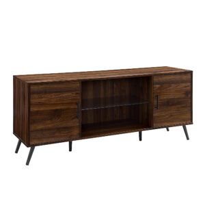 Walker Edison - 60" Mid Century Modern TV Stand Cabinet for Most TVs Up to 65" - Dark Walnut