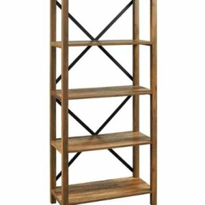 Walker Edison - 64" Farmhouse 4-Shelf Bookcase - Rustic Oak