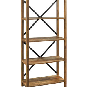 Walker Edison - 64" Farmhouse 4-Shelf Bookcase - Rustic Oak