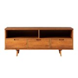 Walker Edison - 58" Mid-Century Modern 3-Drawer Wood TV Stand for TVs up to 65" - Caramel