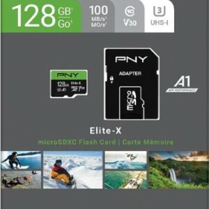 PNY - 128GB Elite-X Class 10 U3 V30 microSDXC Flash Memory Card