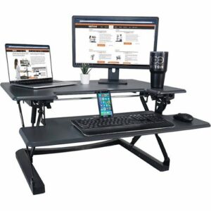 Victor - Adjustable Standing Desk Convertor with Keyboard Tray - Charcoal Gray And Black