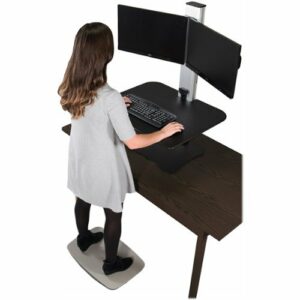 Victor - Electric Dual Monitor Height Adjustable Standing Desk Riser Workstation - Black, Aluminum