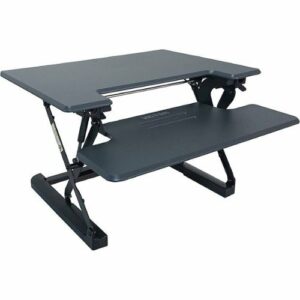 Victor - High Rise Height Adjustable Standing Desk Convertor with Keyboard Tray - Charcoal Gray And Black