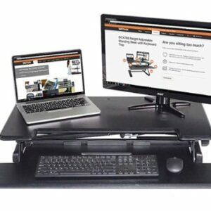 Victor - Height Adjustable Compact Standing Desk Riser with Keyboard Tray - Gray, Black