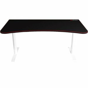 Arozzi - Arena Ultrawide Curved Gaming Desk - White with Black/Red Accents