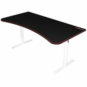 Arozzi - Arena Ultrawide Curved Gaming Desk - White with Black/Red Accents