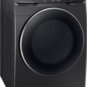 Samsung - 7.5 Cu. Ft. Stackable Smart Electric Dryer with Steam and Sensor Dry - Black Stainless Steel