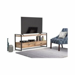 Simpli Home - Riverside TV Cabinet for Most TVs Up to 55" - Natural Brown