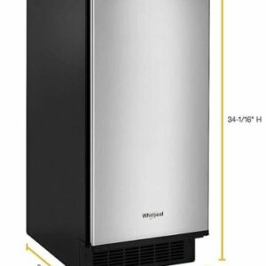 Whirlpool - 15" 50-Lb. Freestanding Icemaker - Stainless Steel