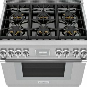 Thermador - ProHarmony 5 Cu. Ft. Freestanding Dual Fuel Convection Range with Self-Cleaning and 6 Star Burners - Stainless Steel