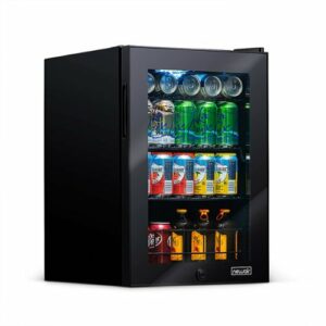 NewAir - 90-Can Freestanding Beverage Fridge, Compact with Adjustable Shelves and Lock - Black