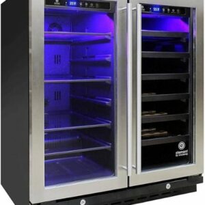 Vinotemp - 33-Bottle and 101-Can Dual Zone Wine and Beverage Cooler - Silver