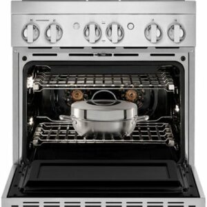 JennAir - NOIR 4.1 Cu. Ft. Self-Cleaning Freestanding Dual Fuel Convection Range - Floating Black Glass