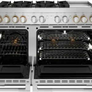 JennAir - RISE 6.3 Cu. Ft. Freestanding Double Oven Dual Fuel True Convection Range with Self-Cleaning and Griddle - Stainless Steel