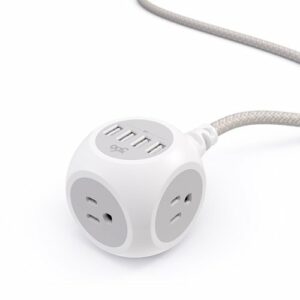 360 Electrical - Powerball24 3-Outlet/4-USB Power Strip - Luna Grey