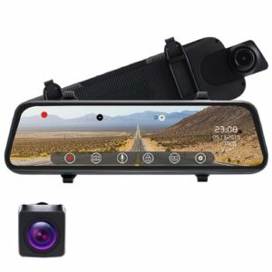 Rexing - M1 1296P Mirror Front and Rear Dash Cam - Black