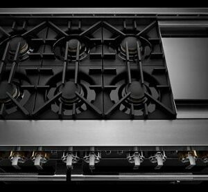 JennAir - RISE 6.3 Cu. Ft. Freestanding Double Oven Gas True Convection Range with Chrome-Infused Griddle - Stainless Steel