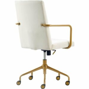 Elle Decor - Giselle Mid-Century Modern Fabric Executive Chair - Gold/Velvet Cream