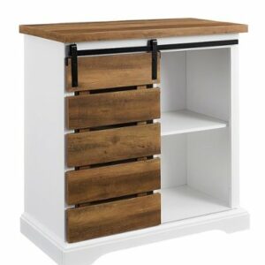 Walker Edison - Rustic TV Stand for Most TVs Up to 35" - Rustic Oak/White