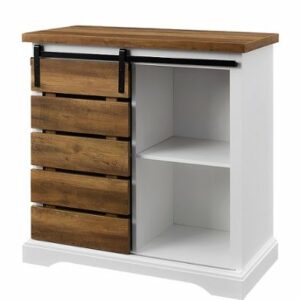 Walker Edison - Rustic TV Stand for Most TVs Up to 35" - Rustic Oak/White