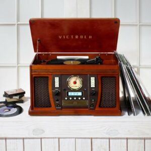 Victrola - Aviator Signature Bluetooth 8-in-1 Record Player - Mahogany