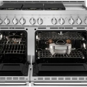 JennAir - NOIR 6.3 Cu. Ft. Freestanding Double Oven Gas True Convection Range with CustomClean™ - Floating Black Glass