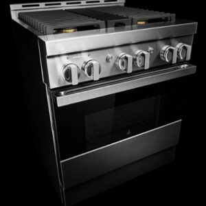 JennAir - NOIR 4.1 Cu. Ft. Self-Cleaning Freestanding Gas Convection Range - Floating Black Glass