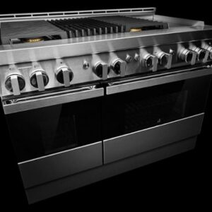 JennAir - NOIR 6.3 Cu. Ft. Freestanding Double Oven Gas True Convection Range with CustomClean™ - Floating Black Glass