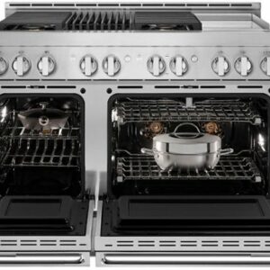 JennAir - NOIR 6.3 Cu. Ft. Freestanding Double Oven Gas True Convection Range with CustomClean™ - Floating Black Glass