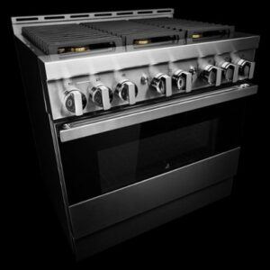 JennAir - NOIR 5.1 Cu. Ft. Self-Cleaning Freestanding Gas Convection Range - Floating Glass Black