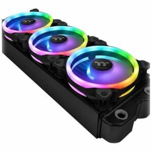 Thermaltake - Riing Trio 12 LED RGB Radiator Fan TT Premium Edition 120mm Case Cooling Fan Kit with RGB Lighting (3-Pack) - Black