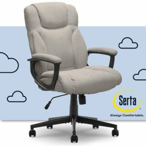 Serta - Connor Upholstered Executive High-Back Office Chair with Lumbar Support - Microfiber - Gray