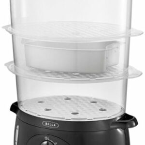 Bella - 9.5-Qt. 3-Tier Food Steamer - Black/Clear