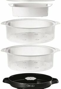 Bella - 9.5-Qt. 3-Tier Food Steamer - Black/Clear