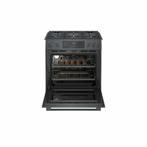 Bosch - 800 Series 4.8 Cu. Ft. Slide-In Gas Convection Range with Self-Cleaning - Black Stainless Steel