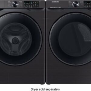 Samsung - 5.0 Cu. Ft.  High-Efficiency Stackable Smart Front Load Washer with Steam - Black Stainless Steel