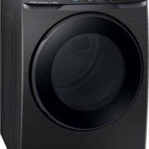 Samsung - 7.5 Cu. Ft. Stackable Smart Electric Dryer with Steam and Sensor Dry - Black Stainless Steel