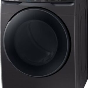 Samsung - 7.5 Cu. Ft. Stackable Smart Electric Dryer with Steam and Sensor Dry - Black Stainless Steel