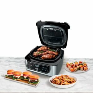 Ninja - Foodi 5-in-1 Indoor Grill with 4-qt Air Fryer, Roast, Bake, & Dehydrate - Stainless Steel/Black