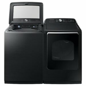 Samsung - 7.4 Cu. Ft. Electric Dryer with Steam and Sensor Dry - Black Stainless Steel