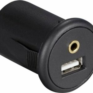 Install Bay - Snap-In USB and AUX Adapter with 4.92' Extension Cable - Black