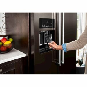 KitchenAid - 22.6 Cu. Ft. Side-by-Side Counter-Depth Refrigerator - Black Stainless Steel