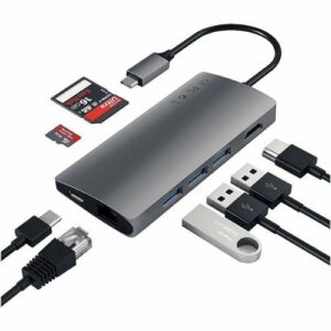 Satechi - Type-C Multi-Port Adapter V2-4K HDMI, Ethernet, USB-C, SD/Micro, USB 3.0 - MacBook Pro, MacBook Air, Windows Laptops - Space Gray