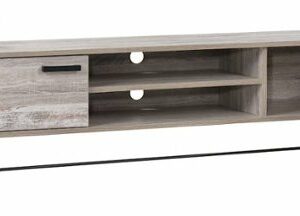 CorLiving - Aurora TV Bench with Splayed Legs, For TVs up to 85" - Distressed Light Grey, White Duotone