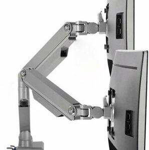 Mount-It! - Dual Monitor Desk Mount w/USB Ports - Silver