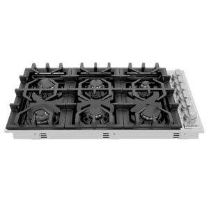 ZLINE - 36" Gas Cooktop with 6 Gas Burners and Black Porcelain Top - Black