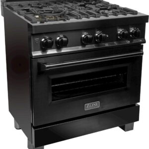 ZLINE - Dual Fuel Range with Gas Stove and Electric Oven - Black Stainless Steel