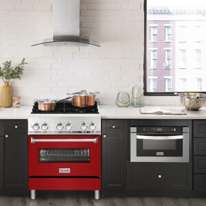 ZLINE - Professional 4 Cu. Ft. Freestanding Dual Fuel Convection Range - Gloss Red