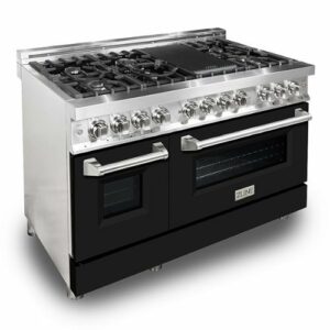 ZLINE - Professional 6 Cu. Ft. Freestanding Double Oven Dual Fuel Range - Black Matte